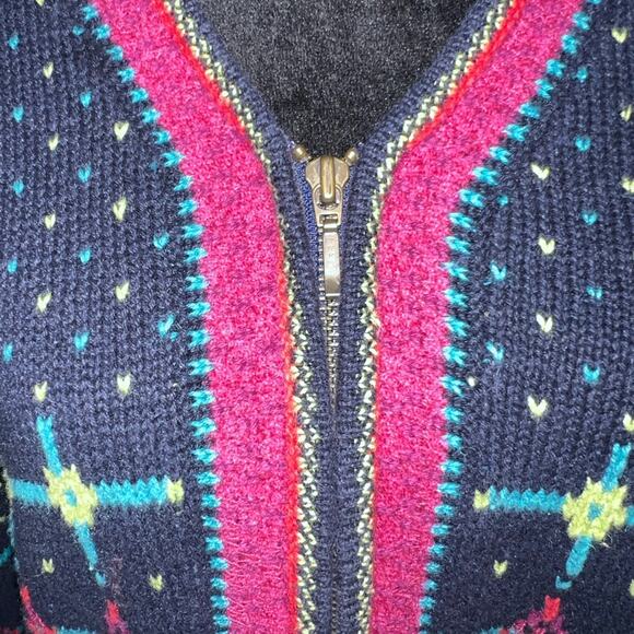 Marsh Landing Granny Knit Cottage Navy Pink Women's Cardigan M Vintage Grandma - Picture 3 of 16